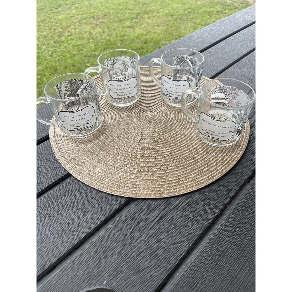 4 Vintage Currier & Ives Coffee Cups